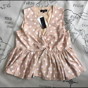 Lea & Viola Polka Dot Peplum Tank Top